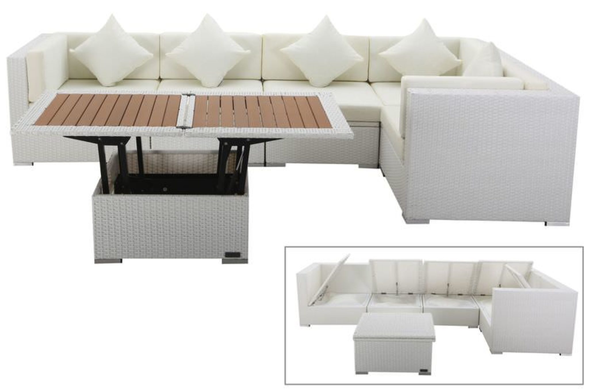 OUTFLEXX Loungemöbel Polyrattan, weiß, für 5 Personen, inkl
