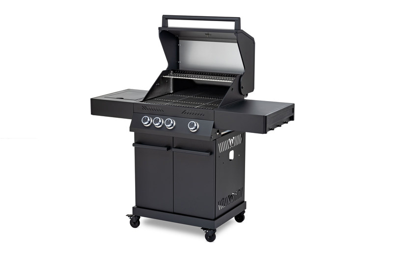 OUTTECH Black Steel S 3.0 Gasgrill, mattschwarz, Stahl, ca. 136x58x122 cm, inkl. 3x Hauptbrenner