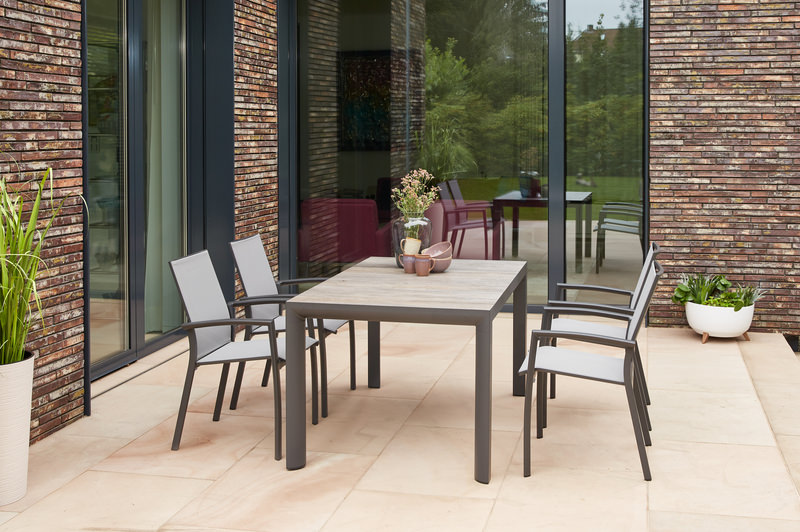 SIENA GARDEN Silva/Velia Dining Set, anthrazit/grau, Alu/Ranotex