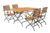 OUTFLEXX Sitzgruppe, natur/schwarz, Stahl/FSC-Akazienholz, 120×80 cm, 4 Klappstühle, pulverbeschichtet, verzinkt, mit Armlehnen