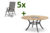 HARTMAN Aruba/Provence Sitzgruppe, xerix/natur, Alu/Textilene/FSC-Teak, Ø150 cm, 5 Multipositionssessel, Eisbox