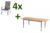 HARTMAN Silencio/Alice Sitzgruppe, xerix/natur, Alu/FSC-Teak/2×2 Textilen, 160/220×90 cm, 4 Stapelsessel, Butterflyauszug