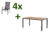 HARTMAN Aruba/Alice Sitzgruppe, xerix, Alu/FSC-Teak/Glaskeramik/2×2 Textilen, 160×90 cm, 4 Stapelsessel