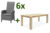 OUTFLEXX Malaga Esstischgarnitur, natur/flanelle, Alu/Teak/Sunbrella, 200×100 cm, 6 Sessel, verstellbare Rückenlehne